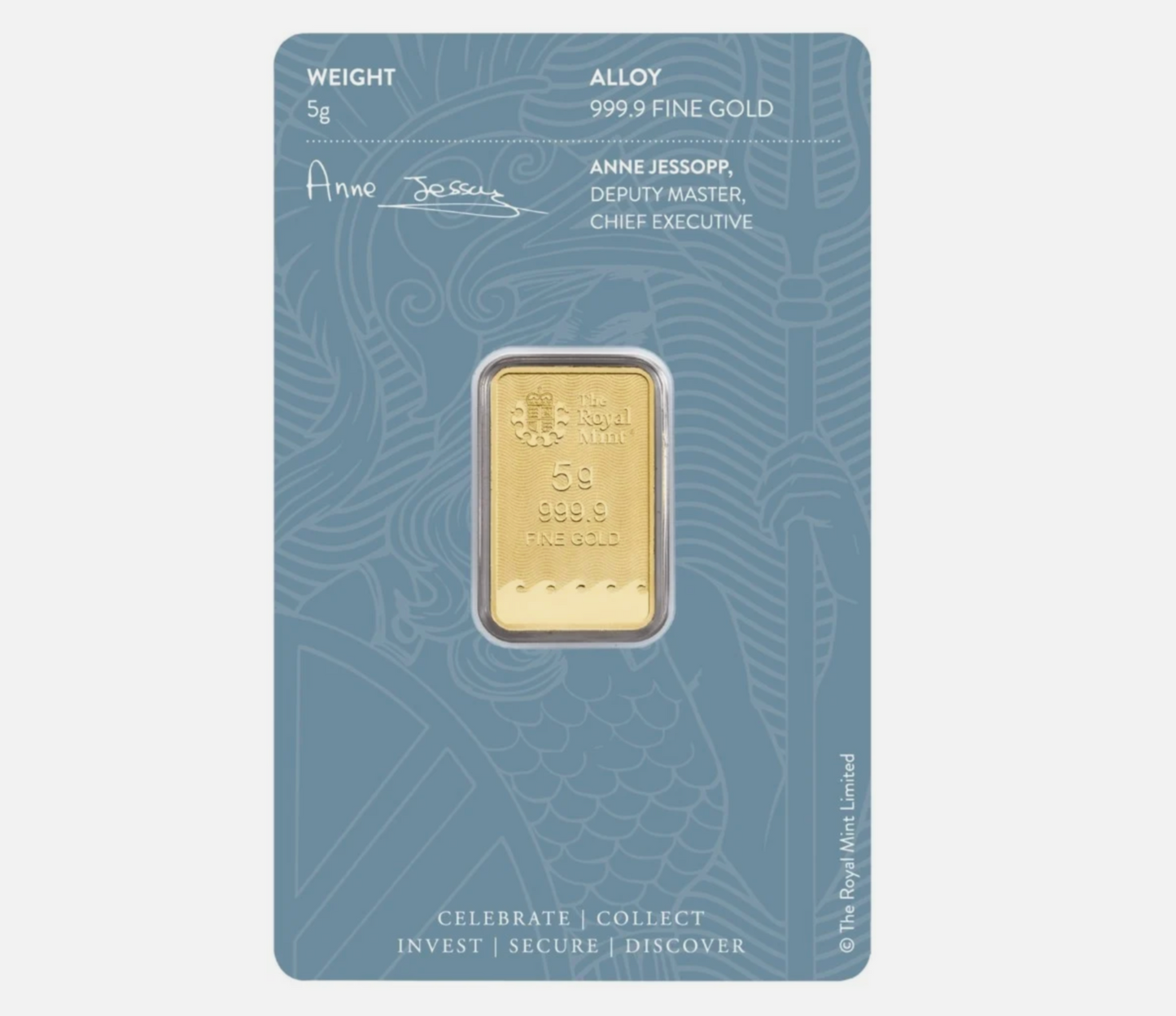 Britannia Minted 5 Gram Fine Pure Gold Bullion Bar .999 For Gift or Investment