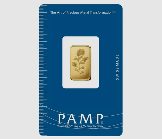 PAMP Rosa 1 Gram Fine Pure Gold Bullion Bar .999 Fine Gold For Gift / Investment