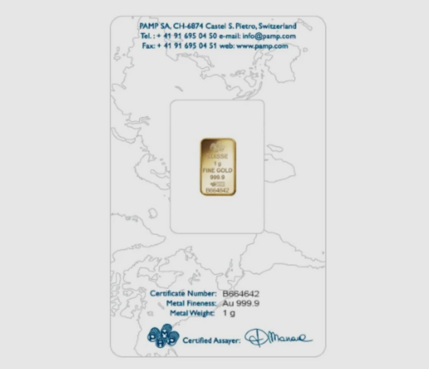 PAMP Rosa 1 Gram Fine Pure Gold Bullion Bar .999 Fine Gold For Gift / Investment