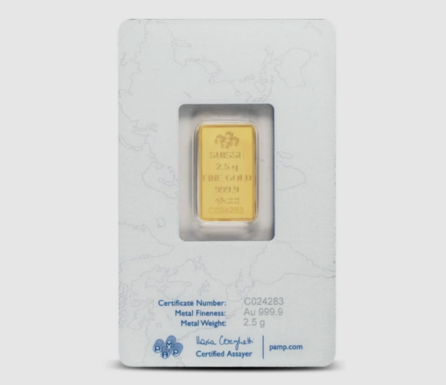 PAMP Rosa 2.5 Gram Fine Pure Gold Bullion Bar .999 Fine Gold For Gift / Investment
