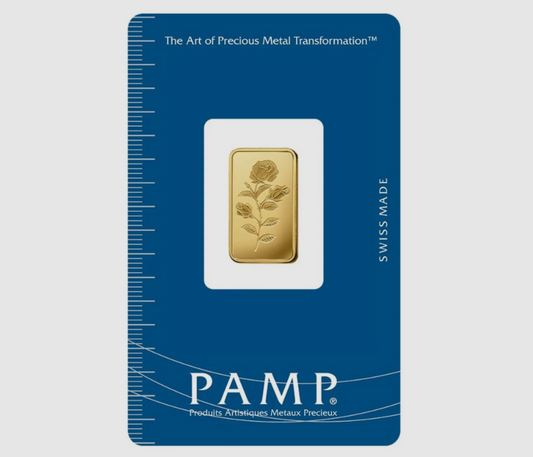 PAMP Rosa 5 Gram Fine Pure Gold Bullion Bar .999 Fine Gold For Gift / Investment