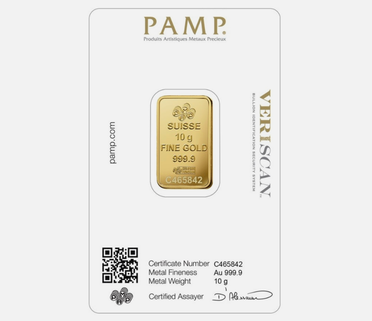 PAMP Rosa 10 Gram Fine Pure Gold Bullion Bar .999 Fine Gold For Gift / Investment