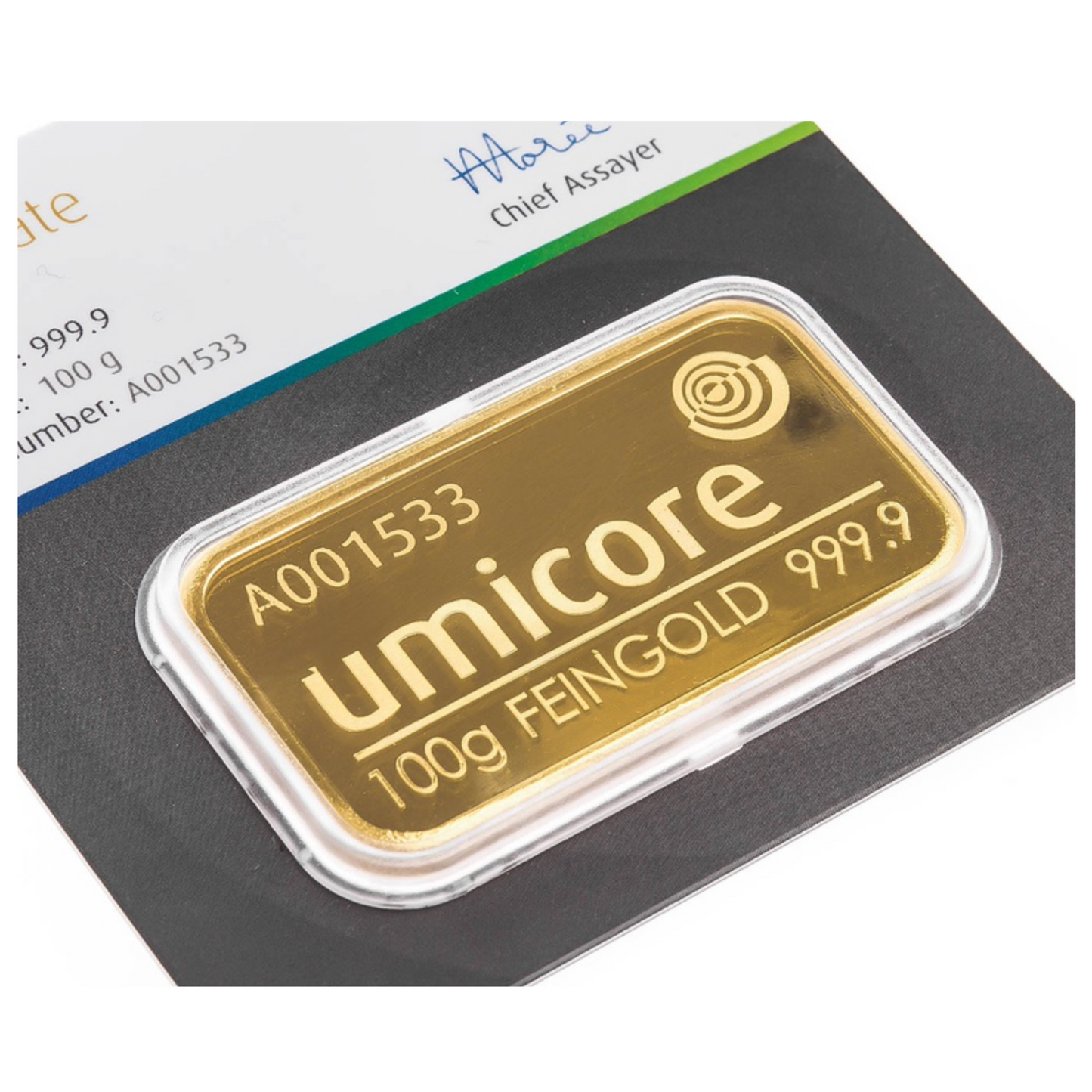 Umicore 100 Gram Fine Pure Gold Bullion Bar .999 For Gift or Investment
