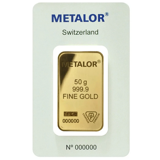 Metalor 50 Gram Fine Pure Gold Bullion Bar .999 For Gift or Investment LBMA ✔️
