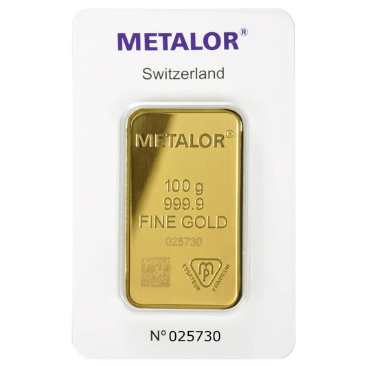 Metalor 100 Gram Fine Pure Gold Bullion Bar .999 For Gift or Investment LBMA ✔️