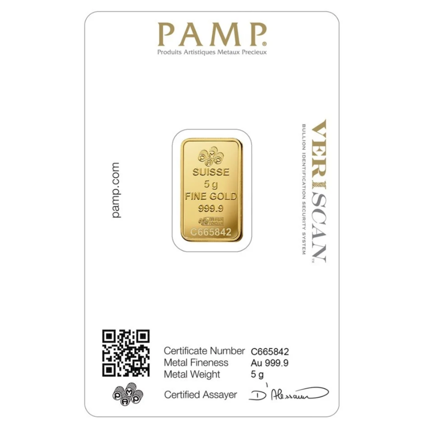 PAMP Lady Fortuna 5 Gram Fine Pure Gold Bullion Bar .999 Fine Gold For Gift / Investment