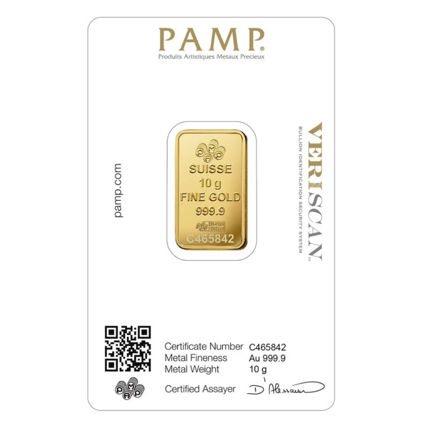 PAMP Lady Fortuna 10 Gram Fine Pure Gold Bullion Bar .999 Fine Gold For Gift / Investment