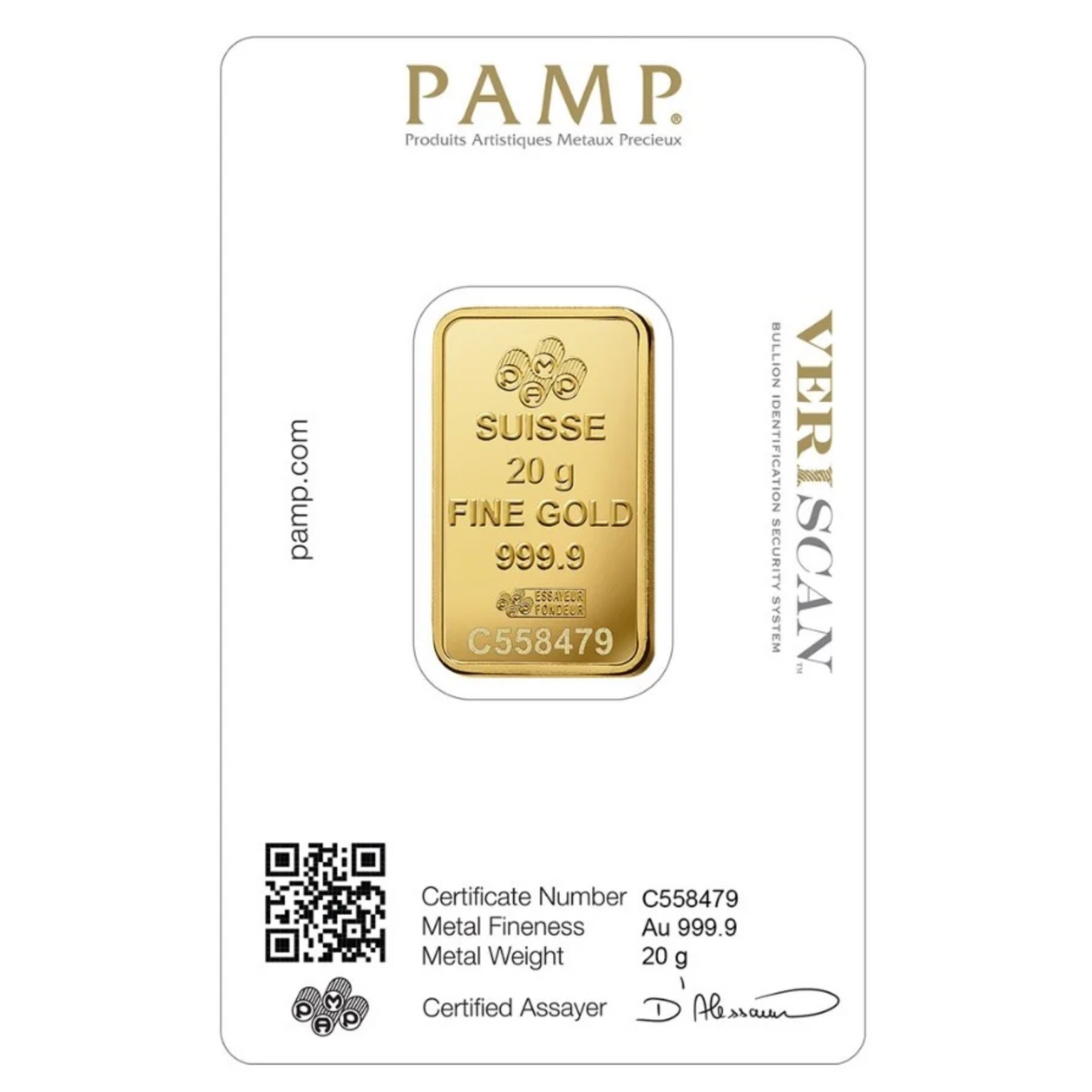 PAMP Lady Fortuna 20 Gram Fine Pure Gold Bullion Bar .999 Fine Gold For Gift / Investment